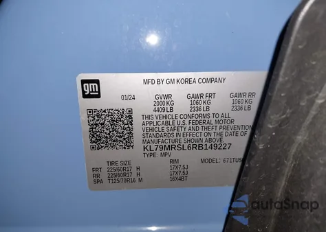 2024 Chevrolet Trailblazer Awd Lt из США, поврежденный, VIN KL79MRSL6RB149227